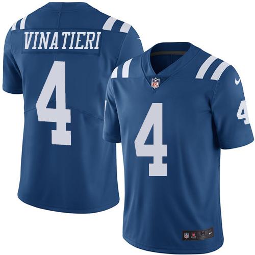 Nike Colts #4 Adam Vinatieri Royal Blue Men's Stitched NFL Limited Rush Jersey - Click Image to Close